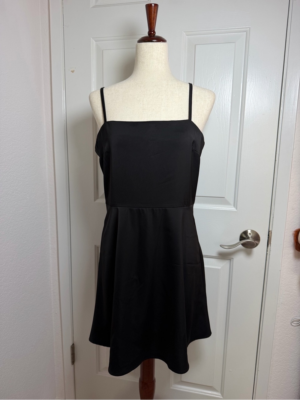 Francesca’s Studio 19 Black Square-Neck Spaghetti Strap Mini dress